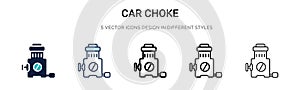 Car choke icon in filled, thin line, outline and stroke style. Vector illustration of two colored and black car choke vector icons