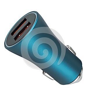 Car cigarette lighter power adapter, for tablet phone, on white background in insulation