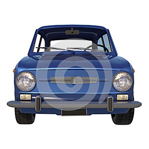 Car city tourism transport 1960s 1- Front view white background 3D Rendering Ilustracion 3D