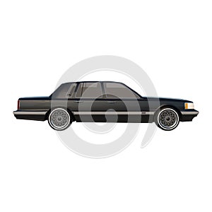 Car city tourism transport 1990s 1- lateral side view white background alpha png 3D Rendering Ilustracion 3D