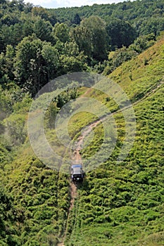 Car climbing up the slope