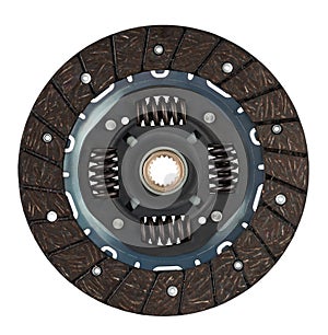 Car clutch disc on a white background. Close-up
