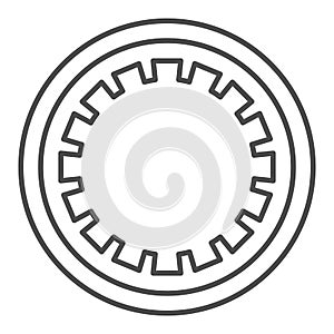 Car clutch plate thin line icon. Car disc vector illustration isolated on white. Automobile rim outline style design