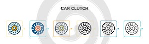 Car clutch vector icon in 6 different modern styles. Black, two colored car clutch icons designed in filled, outline, line and