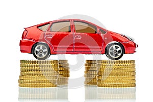 Car and coins. rising car costs