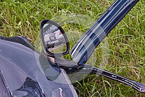 Car after a collision with a heavy truck