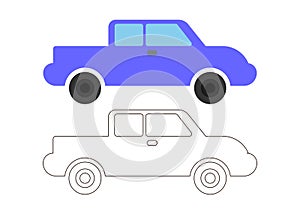 Car Coloring Illustration for Kids