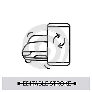 Car control icon. smart electric vehicle with smartphone integration, vector illustration.