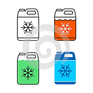 Car coolant canister icon. Motor antifreeze jerrycan symbol.