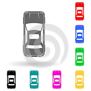 car coupe multi color style icon. Simple glyph, flat vector of transport view from above icons for ui and ux, website or mobile