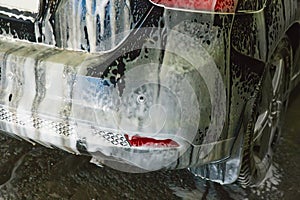 Car covered with foam