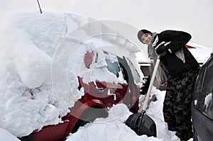 Car cowered for snow and ice