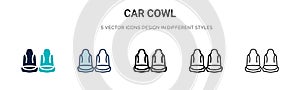 Car cowl icon in filled, thin line, outline and stroke style. Vector illustration of two colored and black car cowl vector icons