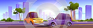 Car crash accident on city road traffic vector