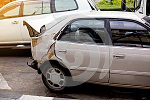 Car crash accident on the road. sheet metal damage