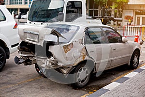 Car crash accident on the road. sheet metal damage