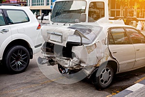 Car crash accident on the road. sheet metal damage