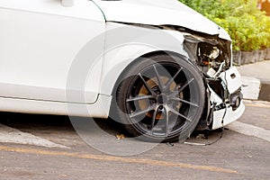 Car crash accident on the road. sheet metal damage