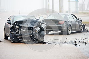 Car crash accident on street