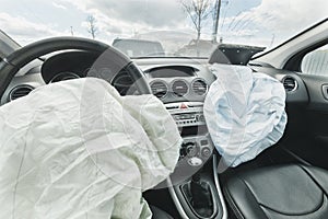 Car Crash air bag, blue, inscription airbag