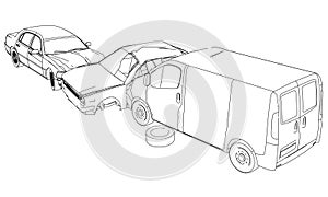 Car crash, car accident isolated on a white background.