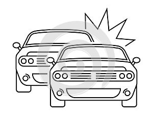 Car crash / Car collision line art icon for apps or websites