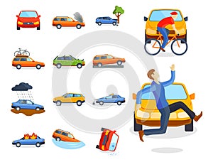 Car crash collision traffic insurance safety automobile emergency disaster and emergency disaster speed repair transport
