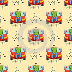 Car crash collision traffic insurance seamless pattern