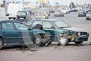 Car crash collision in urban street