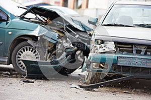 Car crash collision in urban street