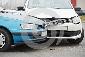 Car crash collision in urban street