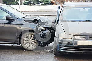 Car crash collision in urban street