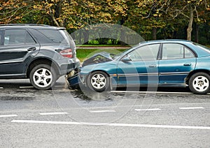 Car crash collision in urban street