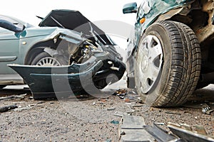 Car crash collision in urban street photo