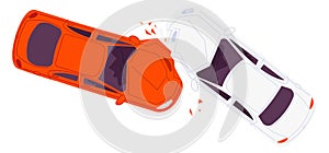 Car crash icon. Auto accident top view