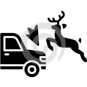 Car crash involving an animal icon, car accident and safety related vector illustration
