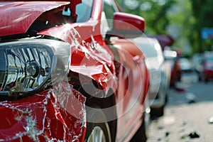 Car crash road accident insurance pay wreck broken vehicle traffic jam collision damaged auto bumper danger emergency