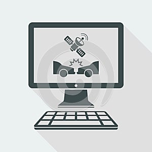 Car crash - Satellitar system for security - Vector flat icon