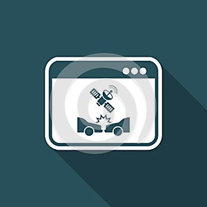 Car crash - Satellitar system for security - Vector flat icon