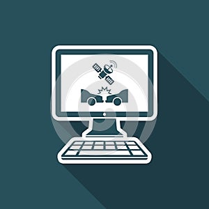 Car crash - Satellitar system for security - Vector flat icon