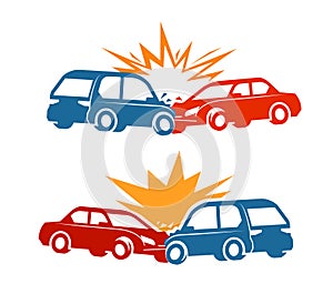 Car crash, traffic accident icon. Vector illustration