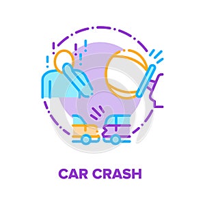 Car Crash, Traffic Accident Vector Concept Color