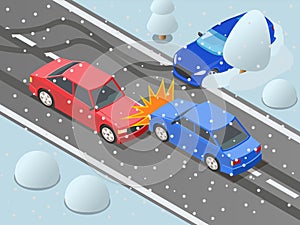 Car Crash Winter Composition