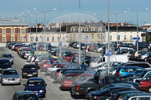 Car crowded parking place photo