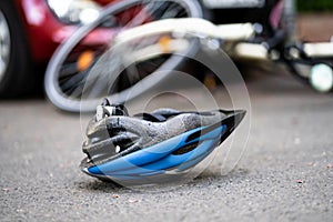 Car And Cyclist Accident And Injury