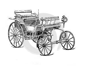 The car with Daimler engine  in the old book the Great encyclopedia, by S.N. Yuzhakov, 1900, St. Petersburg