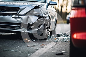 car damaged in accident. Car crash wreck - insurance concept.