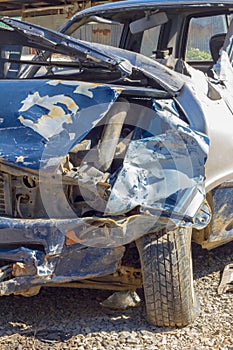 Car damaged in a traffic accident. Car crash wreck - insurance c