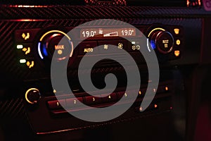Car dashboard dark ventilation control panel