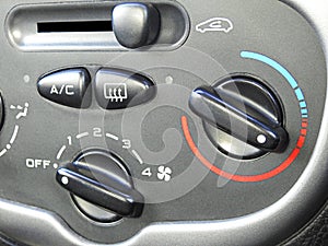 car dashboard dash controls dials buttons console air con heater switches switch transport